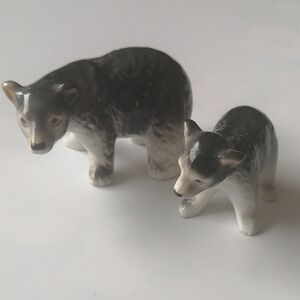 🔷2/$35🔷Vintage Japan Miniature Porcelain Bone China Black Bear Figurines (2)